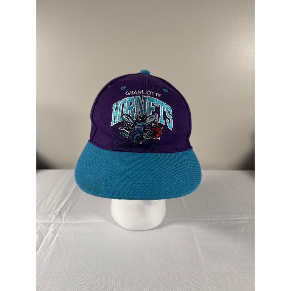 Mitchell & Ness Charlotte Hornets NBA Snapback Hat Purple Teal Hardwood Classics